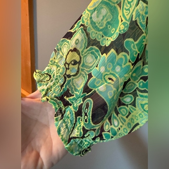 Loft Off Shoulders Paisley Printed Blouse Womens Sz M - Picture 4 of 4